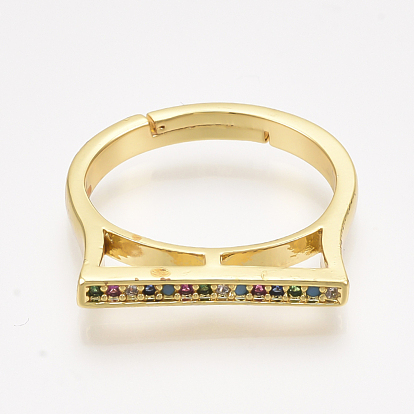 Adjustable Brass Micro Pave Cubic Zirconia Finger Rings