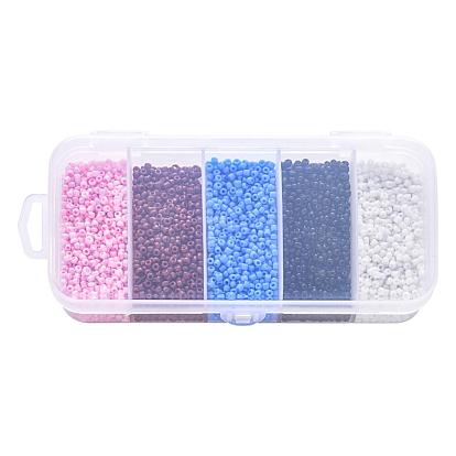 6000Pcs 5 Colors Glass Seed Beads, Opaque Colours Seed, Round