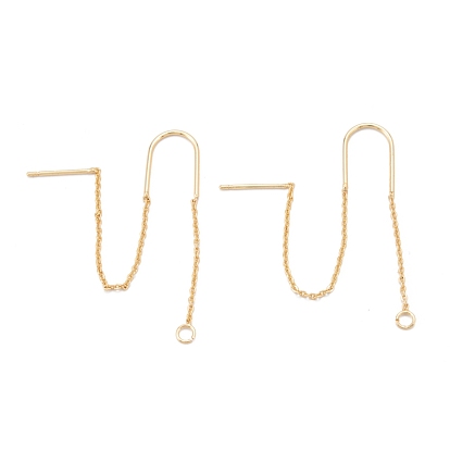 Hallazgos de aretes de bronce, hilo de oreja con lazo y enlace en forma de U, larga duración plateado