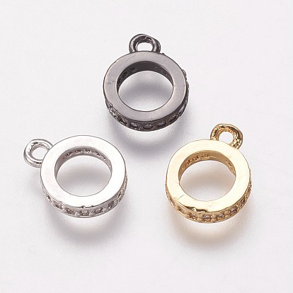 Brass Cubic Zirconia Tube Bails, Loop Bails, Bail Beads, Ring