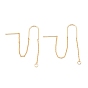 Brass Stud Earring Findings, Ear Thread with U-shape Link & Loop, Long-Lasting Plated