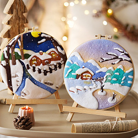 Kits de démarrage de feutrage à l'aiguille sur le thème de Noël, avec chevalet triangle
