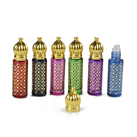 Arabian Style Glass Empty Roller Ball Bottle with Plastic Lid, Building with Heart Pattern
