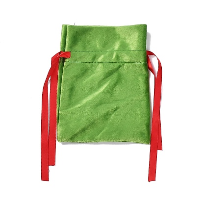 Pochettes d'emballage en velours sur le thème de noël, sacs à cordonnet, rectangle avec motif cerf/père noël/sapin/bonhomme de neige