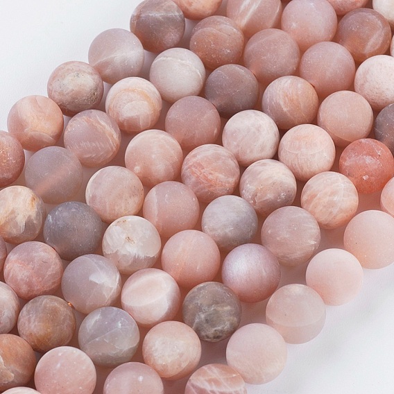 Redondas esmerilado hebras de perlas naturales Sunstone