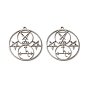 Placage ionique (ip) 304 pendentif en acier inoxydable, rond plat avec symbole satan et breloque étoile