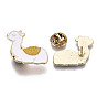 Alloy Brooches, Enamel Pin, with Brass Butterfly Clutches, Llama/Alpaca, Light Gold