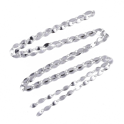 Ion Plating(IP) 304 Stainless Steel Link Chains, Horse Eye Sequin Chains, Soldered
