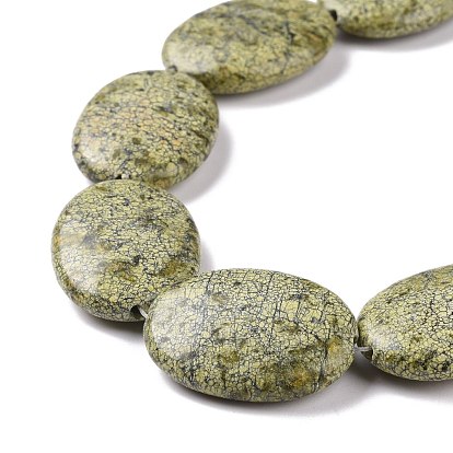 Perles en pierre serpentine naturelle / dentelle verte, ovale