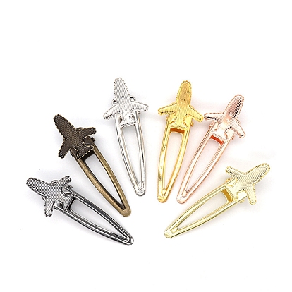 Plane Iron Alligator Hair Clip Findings, with Cabochon Settings, For DIY Epoxy Resin, DIY Hair Accessories Making, Lead Free & Nickel Free & Cadmium Free