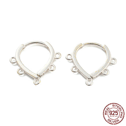 925 Sterling Silver Hoop Earring Findings, Ear Wire with Loops