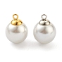 304 charmes en acier inoxydable, avec perles d'imitation en plastique blanc
