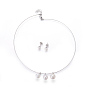 304 Stainless Steel Stud Earrings & Pendant Necklaces Jewelry Sets, with Shell Pearl