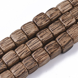 Brins de perles en bois de noix de coco non teintées et naturelles, ciré, cube