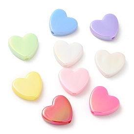 UV Plating Opaque Acrylic Beads, Iridescent, Heart