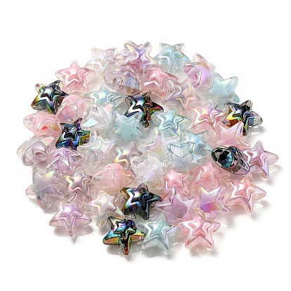 Placage uv perles acryliques transparentes irisées arc-en-ciel, deux tons, étoiles
