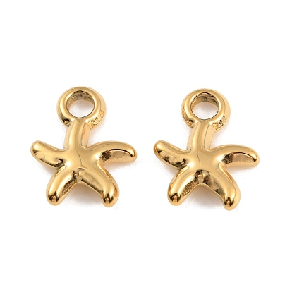 Ion Plating(IP) 304 Stainless Steel Charms, Starfish Charm