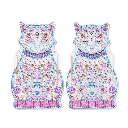 5d diy gato patrón animal diamante pintura lápiz portavasos adornos kits, con diamantes de imitación de la resina, pluma adhesiva, plato de bandeja, pegamento de arcilla y placa de acrílico