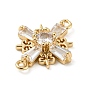 Brass Pave Clear Cubic Zirconia Connector Charms, Cross Links