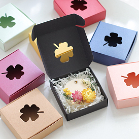 Square Cardboard Packaging Box with Clover Window, for Candle Packaging Gift Box