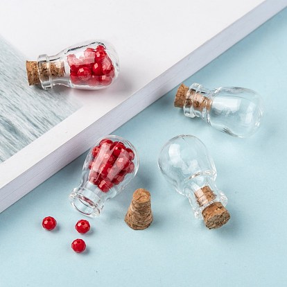 Bouteille en verre ovale pour conteneurs de perles, avec bouchon en liège, souhaitant bouteille, 25x15mm, Trou: 6mm
