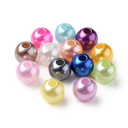 13 style peint à la bombe en plastique ABS imitation perles de nacre, perles de sirène gradient, ronde