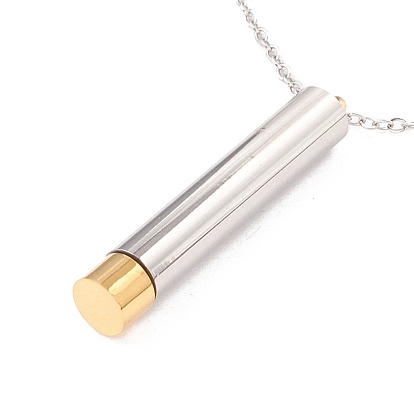 304 Stainless Steel Column Pendant Necklace, for Hidden Message Necklace Making