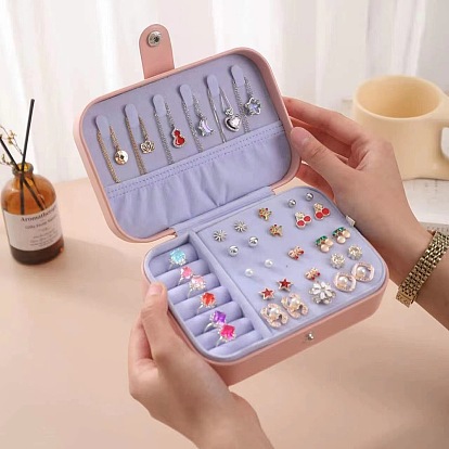 PU Leather Jewelry Set Organizer Box, Travel Portable Jewelry Storage Box, for Earrings Necklace Jewelry