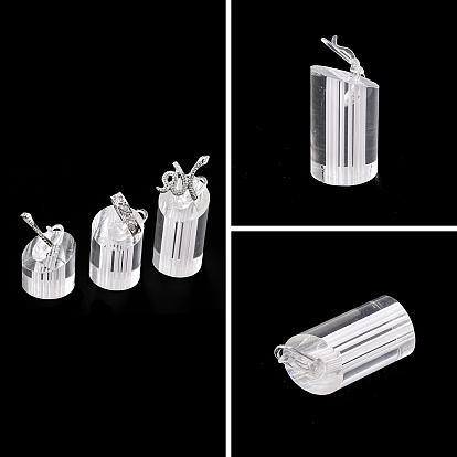 Jewelry Finger Rings Holders Organic Glass Ring Display Stand Sets, Column, 25x30~50mm, 3pcs/set