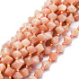Natural Peach Moonstone Beads Strands, Faceted, Bicone