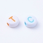 Acrylic Horizontal Hole Letter Beads, Craft Style, Flat Round, Mixed Color, 7x3mm, hole: 1.5mm