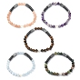 Natural Mixed Gemstone Round & Synthetic Hematite Arrow & Alloy Heart Beaded Stretch Bracelet for Women