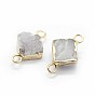 Natural Druzy Quartz Links Connectors, with Brass Findings, Rhombus
