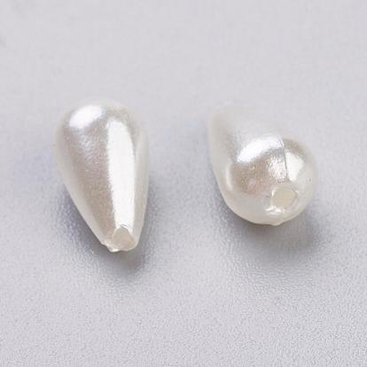 Abs en plastique imitation perle, goutte , 10x6mm, Trou: 1mm