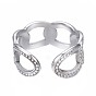 304 anillo de puño abierto con cadena de eslabones de acero inoxidable, anillo hueco grueso para mujer