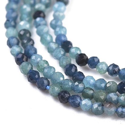 Natural Blue Tourmaline Beads Strand, Round, Faceted