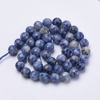 Natural Brazil Sodalite Beads Strands, Faceted, Round