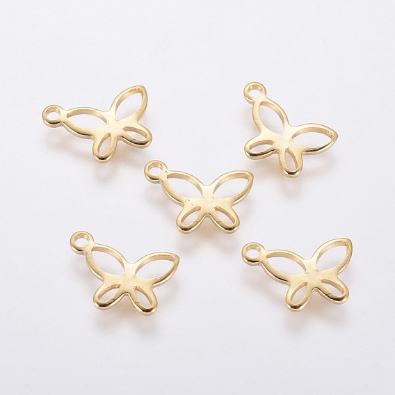 304 Stainless Steel Charms, Butterfly