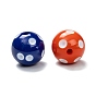 Chunky Bubblegum Acrylic Beads, Round with Polka Dot Pattern