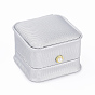 PU Leather Ring Gift Boxes, with Iron & Plastic Imitation Pearl Button and Velvet Inside, for Wedding, Jewelry Storage Case