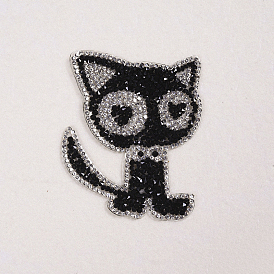 Diamantes de imitación con forma de gato, apliques de diamantes de imitación, para accesorios de vestuario