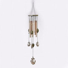 Gorgecraft Antique Wooden Wind Chimes, with Hollow Aluminum Tubes, Anchor Pendants and Stainless Steel Swivel Hooks Clips, for Home, Garden, Patio, Yard and Porch Decoration