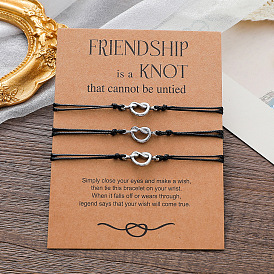 Bracelet à nœuds en acier inoxydable à la mode serti d'une carte d'amitié