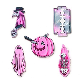 Halloween Printed Acrylic Pendants, Pumpkin/Skeleton/Ghost/Bird/Knife Charm