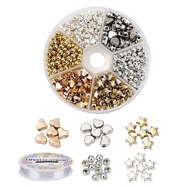 Kit de fabrication de bracelets de perles coeur et étoile diy, y compris perle ronde en plastique abs, étoile & coeur ccb perles plastiques et fil élastique