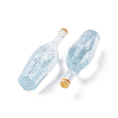 Dummy Bottle Transparent Resin Cabochon, with Glitter Powder