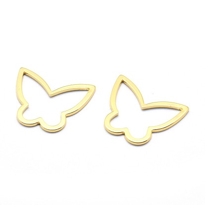 Brass Linking Rings, Cadmium Free & Nickel Free & Lead Free, Butterfly, Real 18K Gold Plated