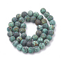 Brins de perles turquoises africaines naturelles (jaspe), givré, ronde