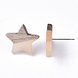 Transparent Resin & Wood Stud Earrings, with 304 Stainless Steel Pin, Star