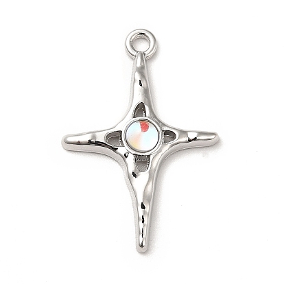Rack Plating Alloy Pendants, with Glass, Cadmium Free & Lead Free, Star Charms